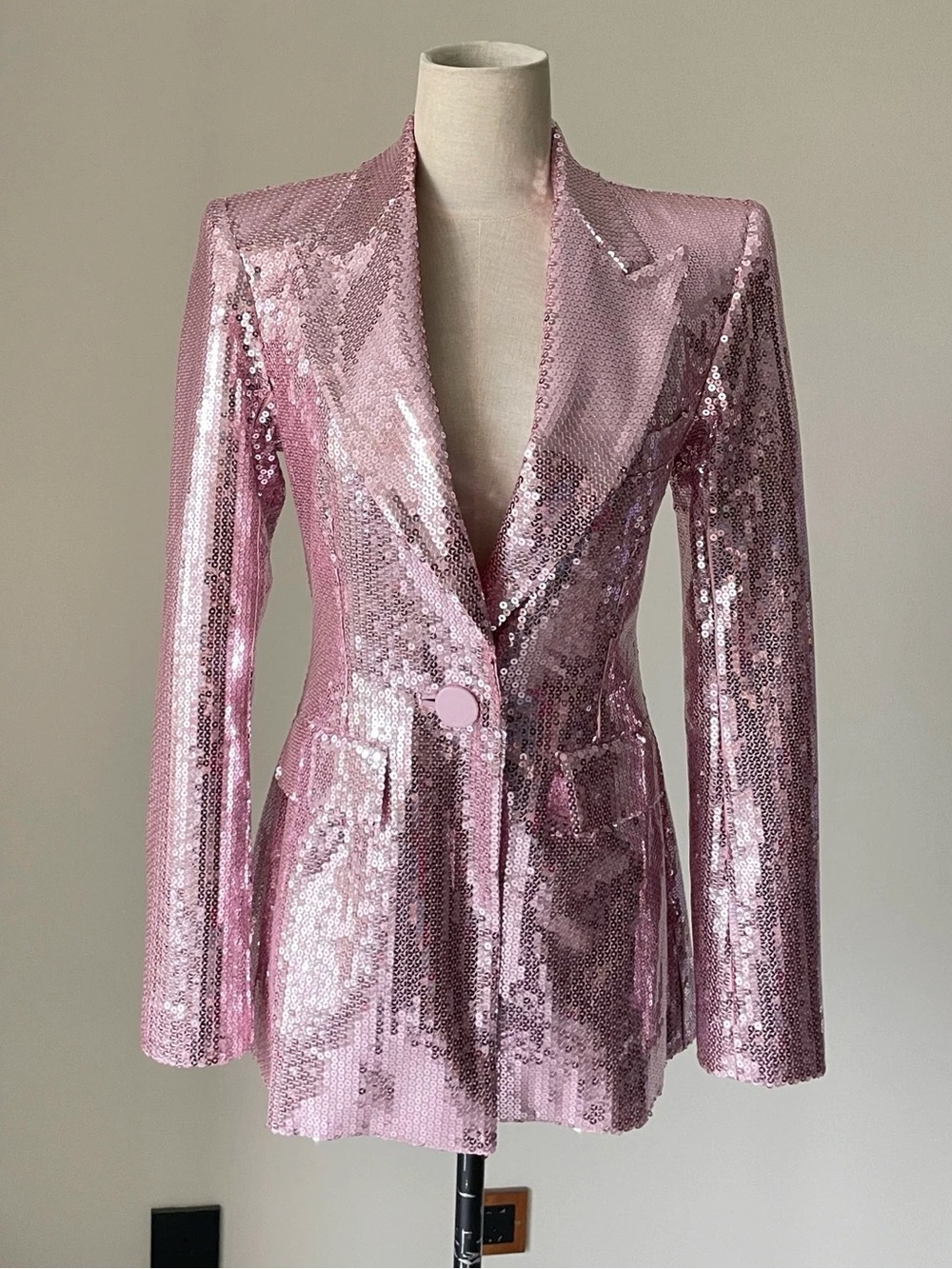 NWOT Alex Perry Pink Sequin Blazer Jacket, Size US 0/2/4/6